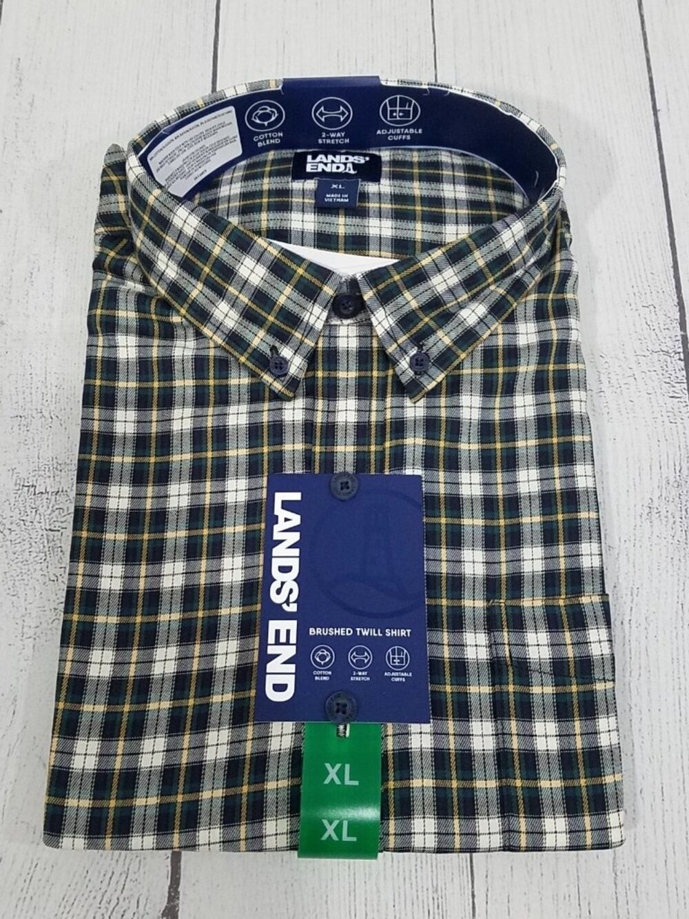 Lands End Brushed Twill Long Sleeve Button Down Shirt Mens Size XL